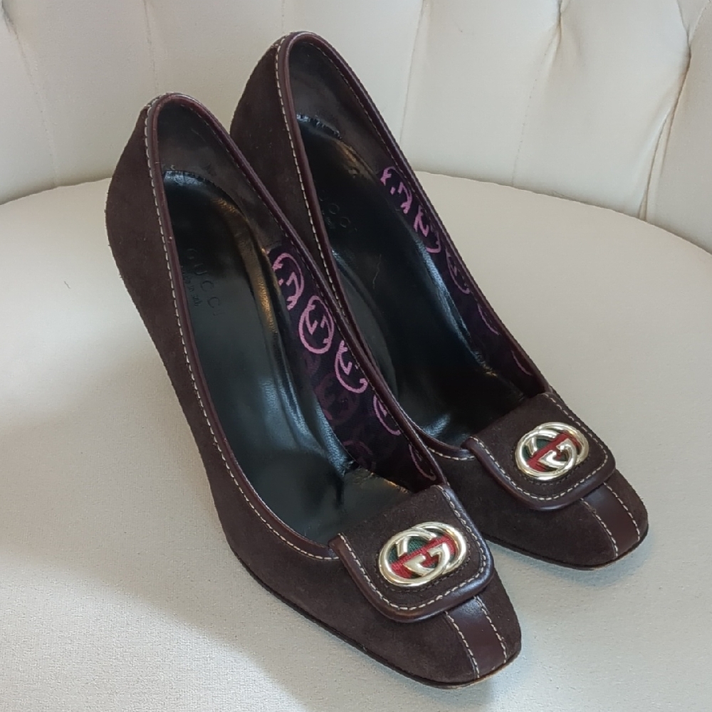 Gucci Interlocking GG square-toe pumps 36.5C
